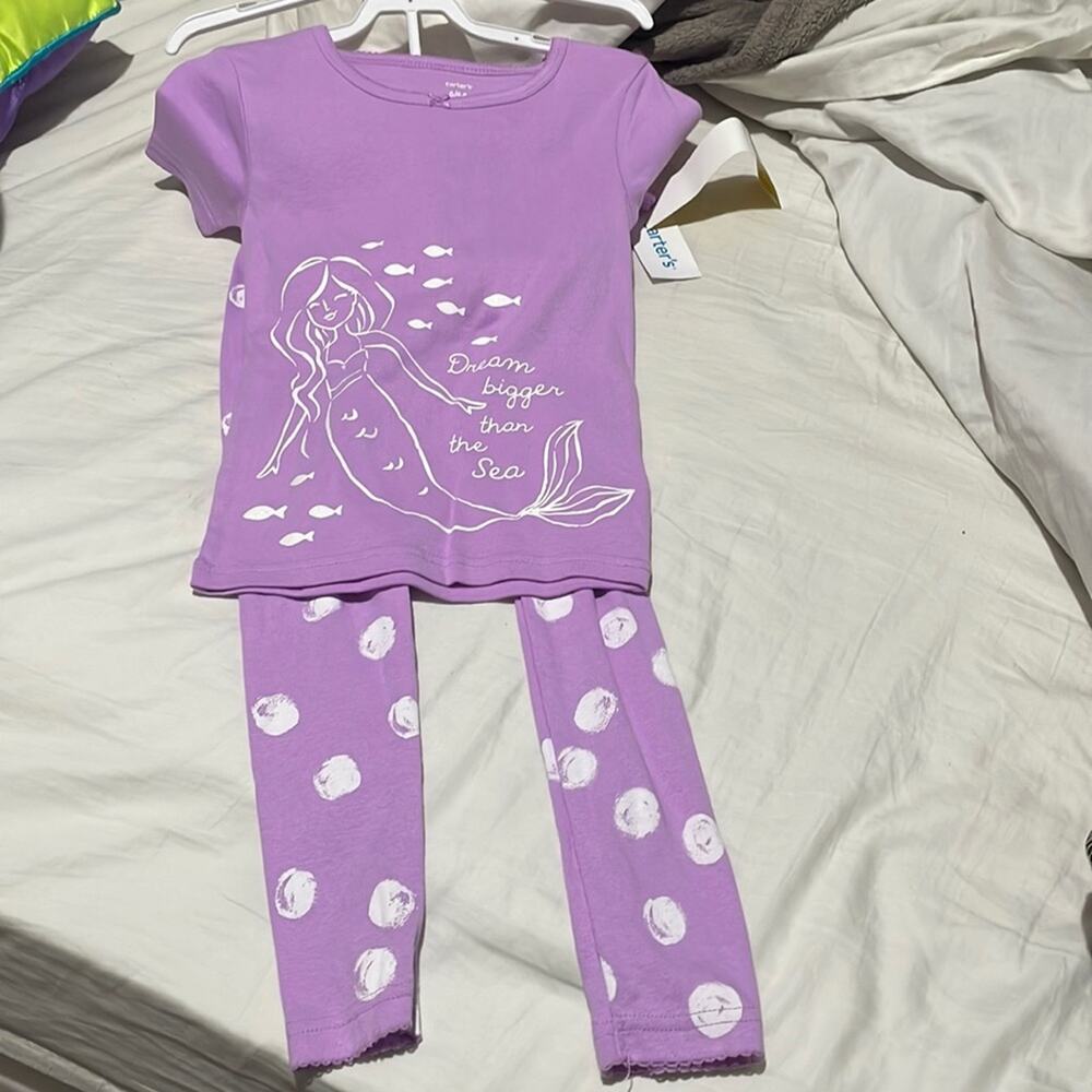Carter’s 6 lavender mermaid polka dot pj’s pajamas 💯cotton nwt perfect